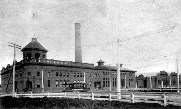 LACE Powerhouse, Shops at right, 1892.